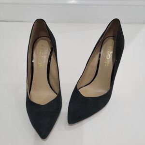 ALDO Black Suede with Silver heel Shoes Size 38.5